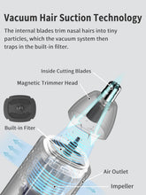 Load image into Gallery viewer, MANSPOT Nose & Ear Hair Trimmer for Men, 10000-RPM Electric Nose Trimmer for Men with Vacuum Cleaning System, IPX7 Waterproof, USB-C Charge, 90min Runtime,Magnetic Detachable Blade Head,Easy to Clean, Black