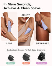 Load image into Gallery viewer, Bikini Trimmer for Women, Pubic Hair Trimmer Shaver for Women -Waterproof Hair Shaver Razors, LADYSPOT™ Shaving Sets,with 3 Guards,Replaceable Hypoallergenic Ceramic Blade,Wet/Dry(Purple)
