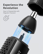 Load image into Gallery viewer, MANSPOT Nose &amp; Ear Hair Trimmer for Men, 10000-RPM Electric Nose Trimmer for Men with Vacuum Cleaning System, IPX7 Waterproof, USB-C Charge, 90min Runtime,Magnetic Detachable Blade Head,Easy to Clean, Black
