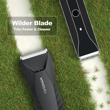 Load image into Gallery viewer, MANSPOT Manscape Body &amp; Pubic Hair Trimmer for Men, Electric Groin Hair Trimmer, Replaceable Ceramic Blade Heads,Waterproof for Wet/Dry Use,Standing Recharge Dock,90 Minutes Shaving(Black)

