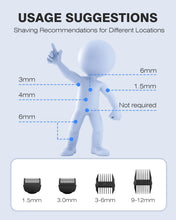 Load image into Gallery viewer, MANSPOT Manscape Groin &amp; Body Hair Trimmer for Men, Electric Ball Pubic Trimmer Shaver,Manscape Kit with 4 Guard,Replaceable Ceramic Blade Heads,Waterproof Wet/Dry Shaver,90 Minutes Shaving, Black
